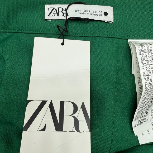 ZARA PLEATED SKIRT WITH BELT - LIMITED EDITION GREEN SIZE L 2586/408 - Picture 3 of 7